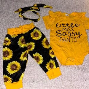 Sunflower “Little Miss Sassy Pants” Onesie Set